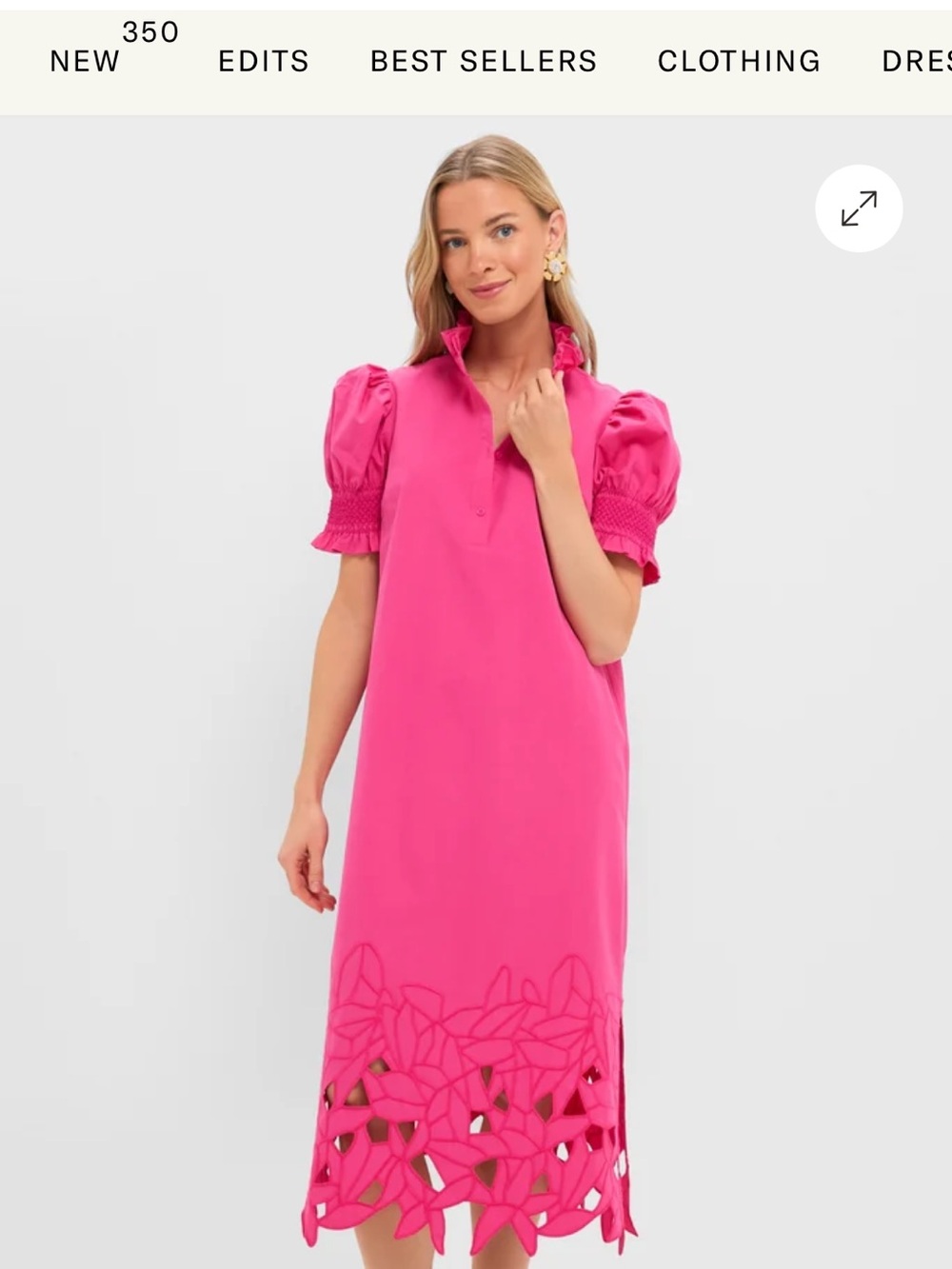 Tuckernuck Bright Pink Puff-Sleeve Midi Dress